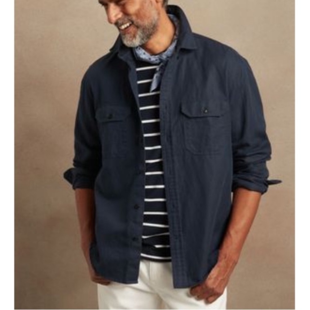 Banana REPUBLIC Heritage Expedition Utility Linen Cotton Blend Shirt Casual Navy